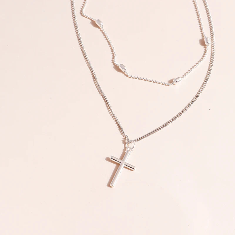 Cross Pendants Double Necklace