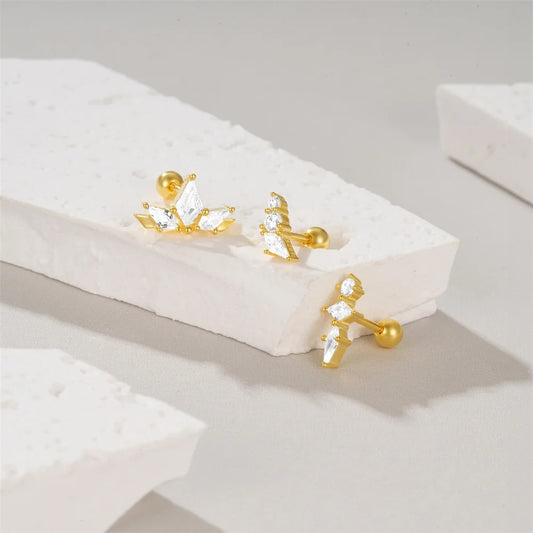 1PC White crown Stud Sterling Silver