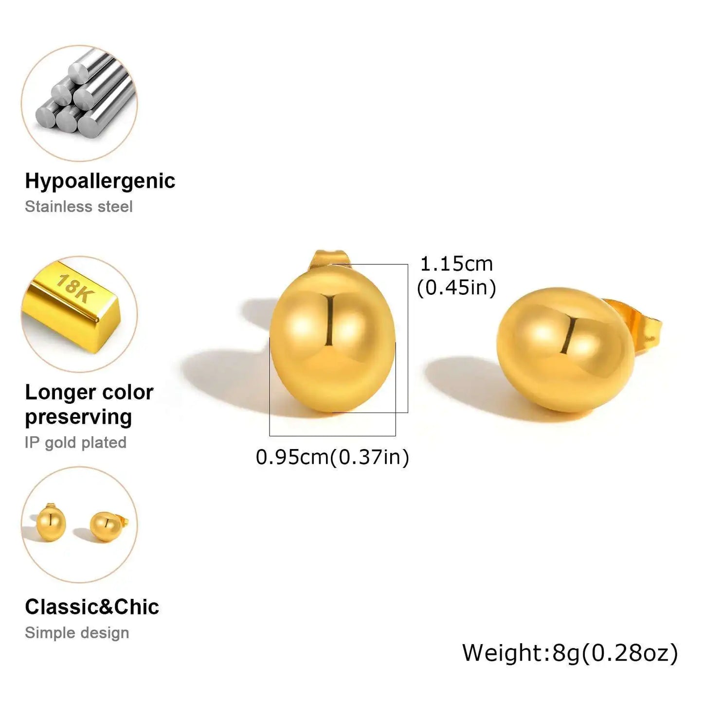 Oval Stud Earrings