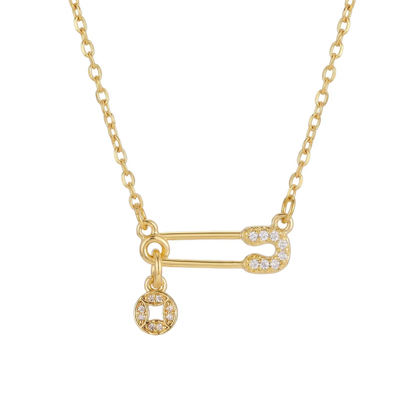 Safety Pin Cross Necklace
