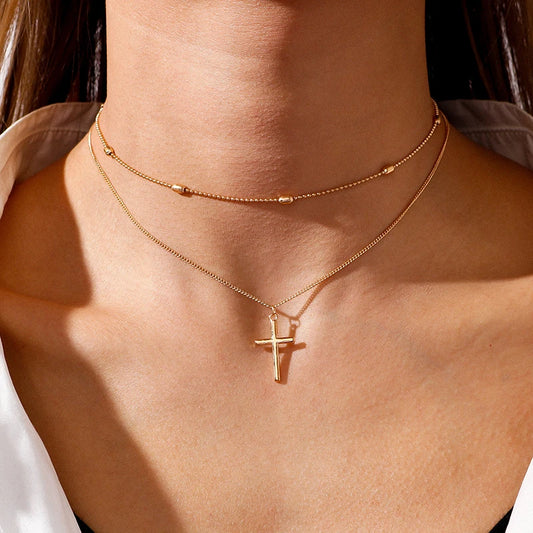 Cross Pendants Double Necklace