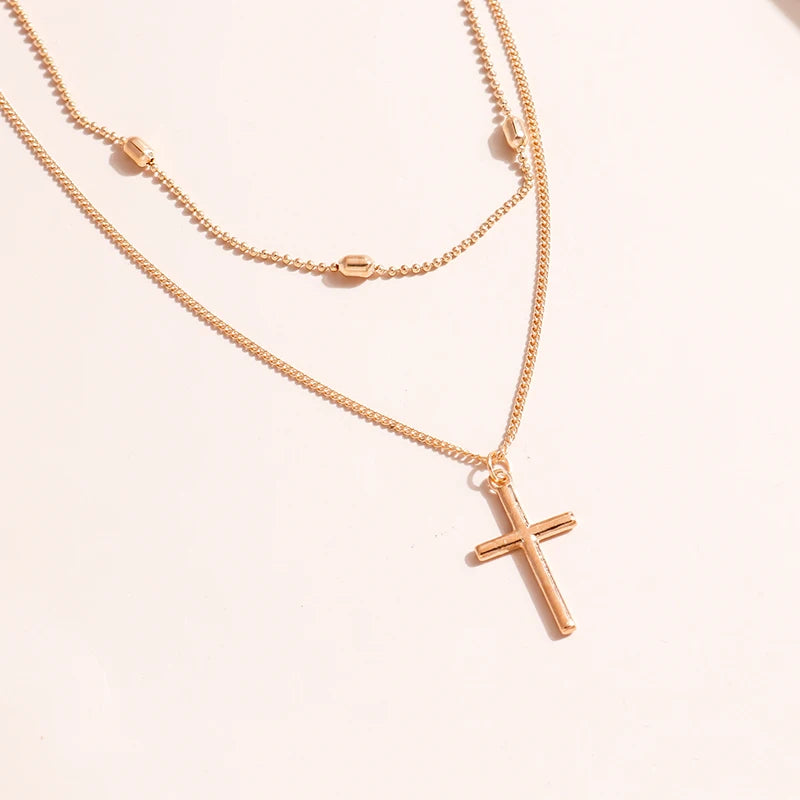 Cross Pendants Double Necklace