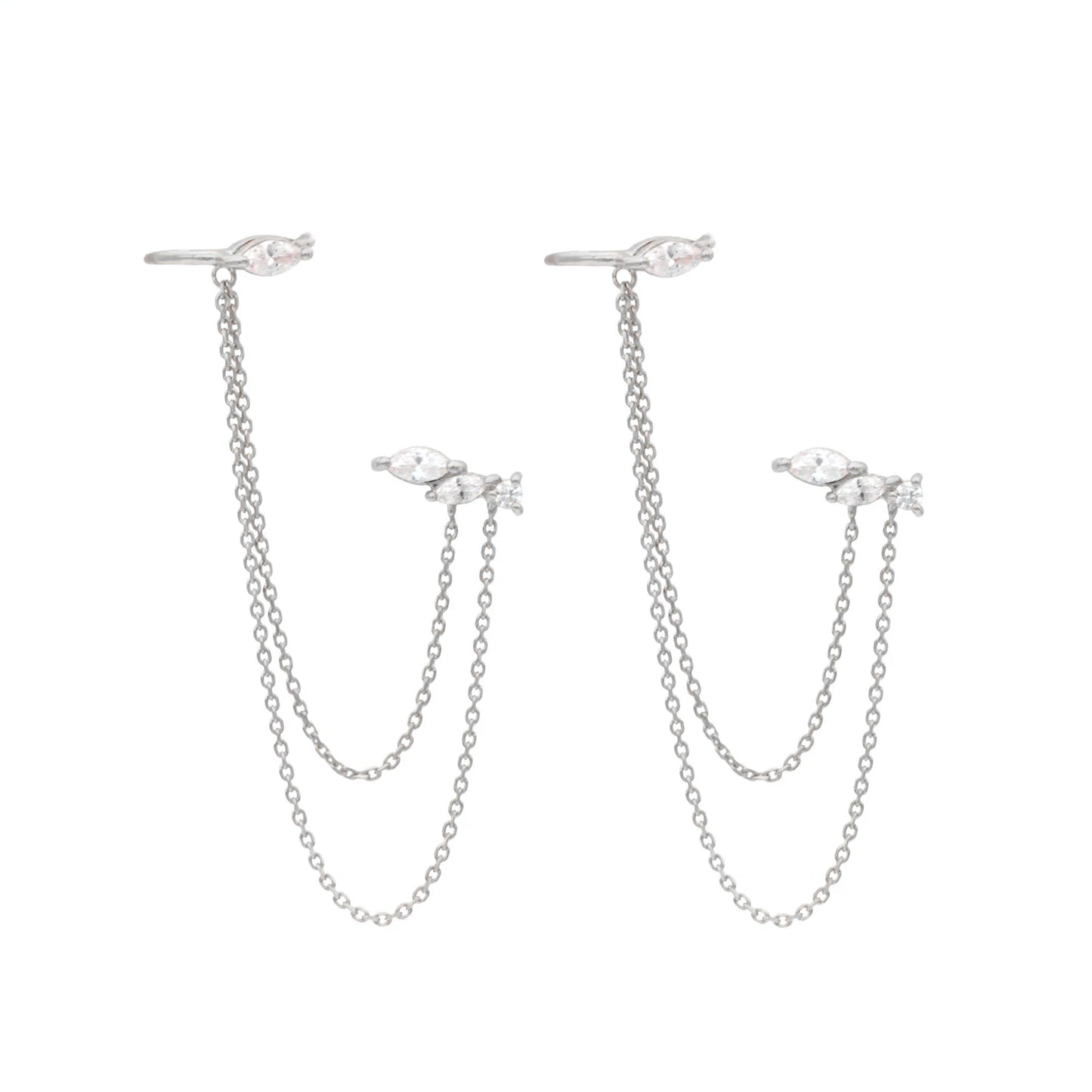 Zirconia Hoop Stud Dangle Earring