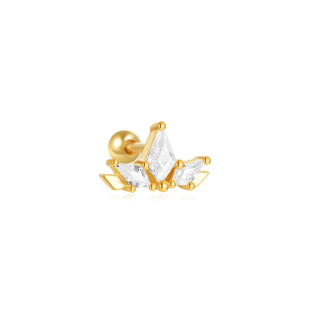 1PC White crown Stud Sterling Silver