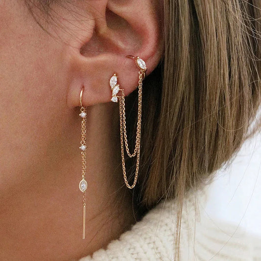 Zirconia Hoop Stud Dangle Earring
