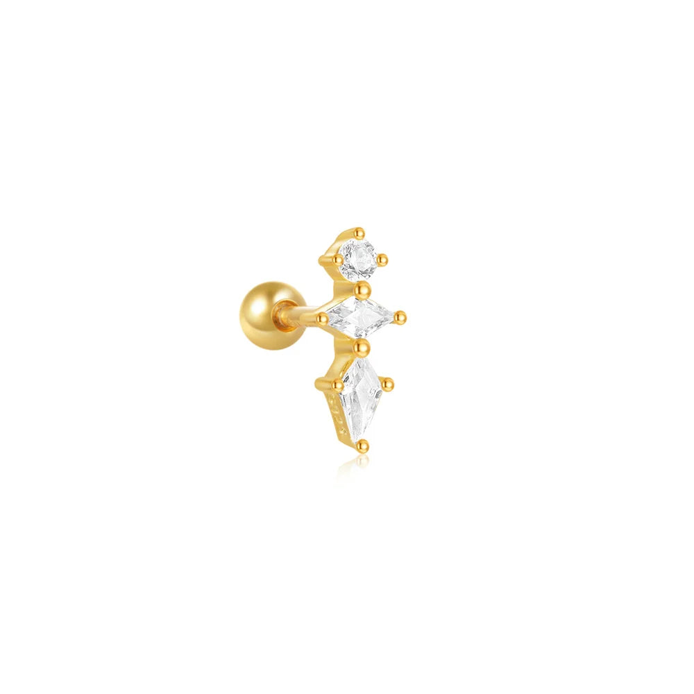1PC White crown Stud Sterling Silver