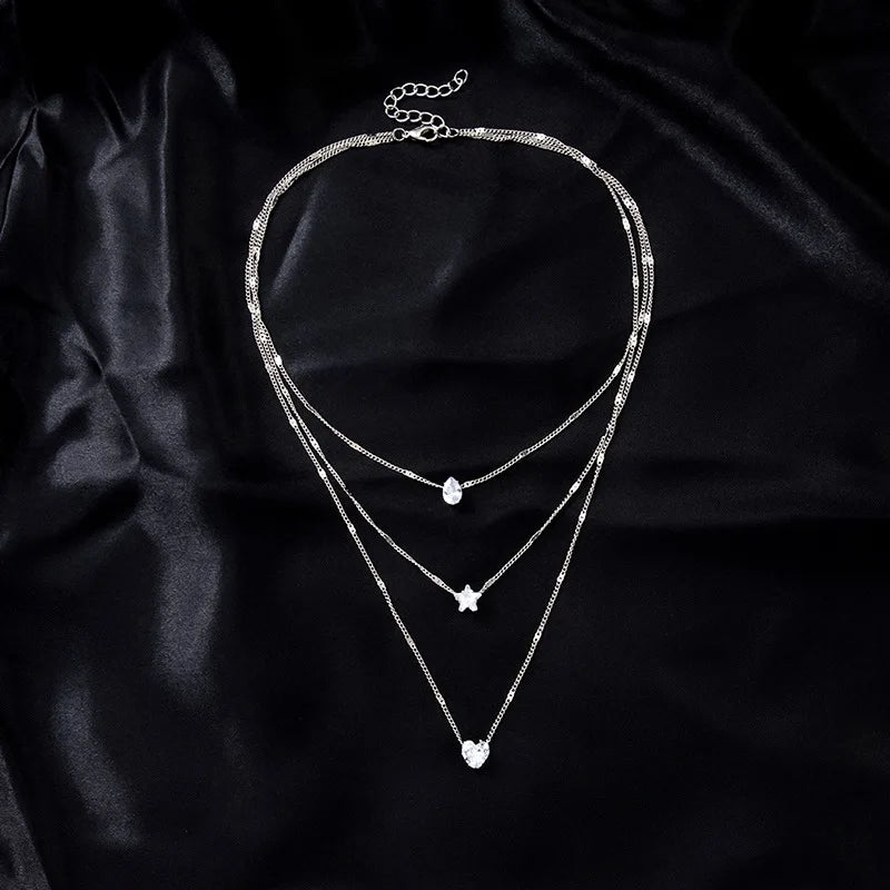 Zircon Pendant Multilayer Necklace