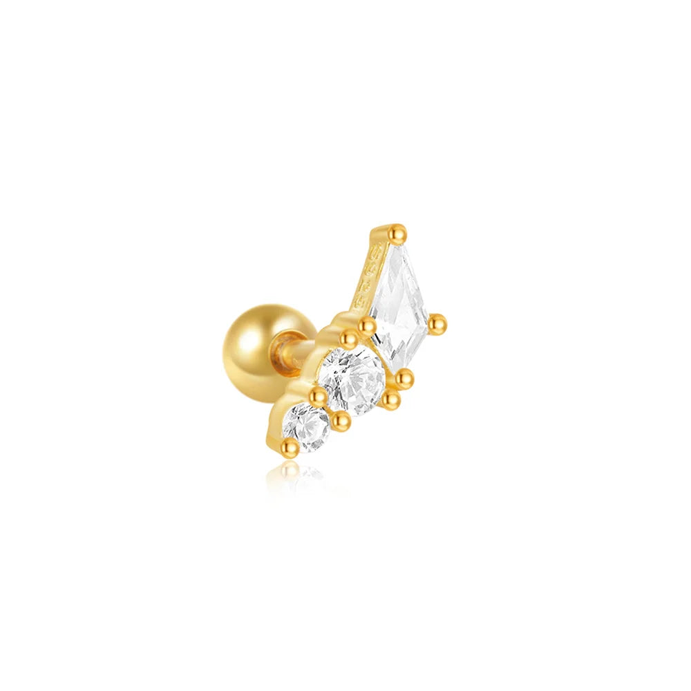 1PC White crown Stud Sterling Silver